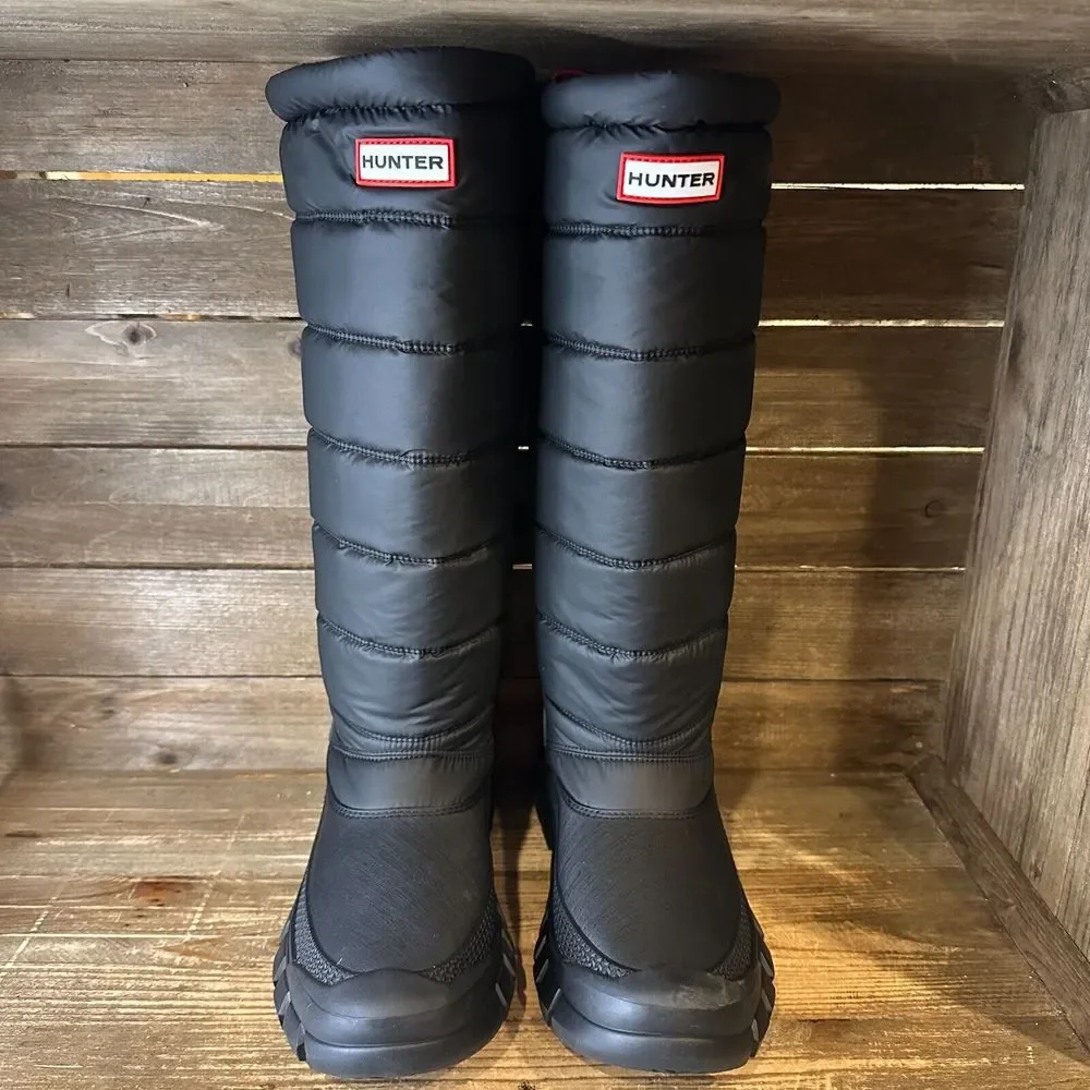 New Womens Hunter Intrepid Tall Black Insulated Puffy Winter Snow Boots Size 6 M